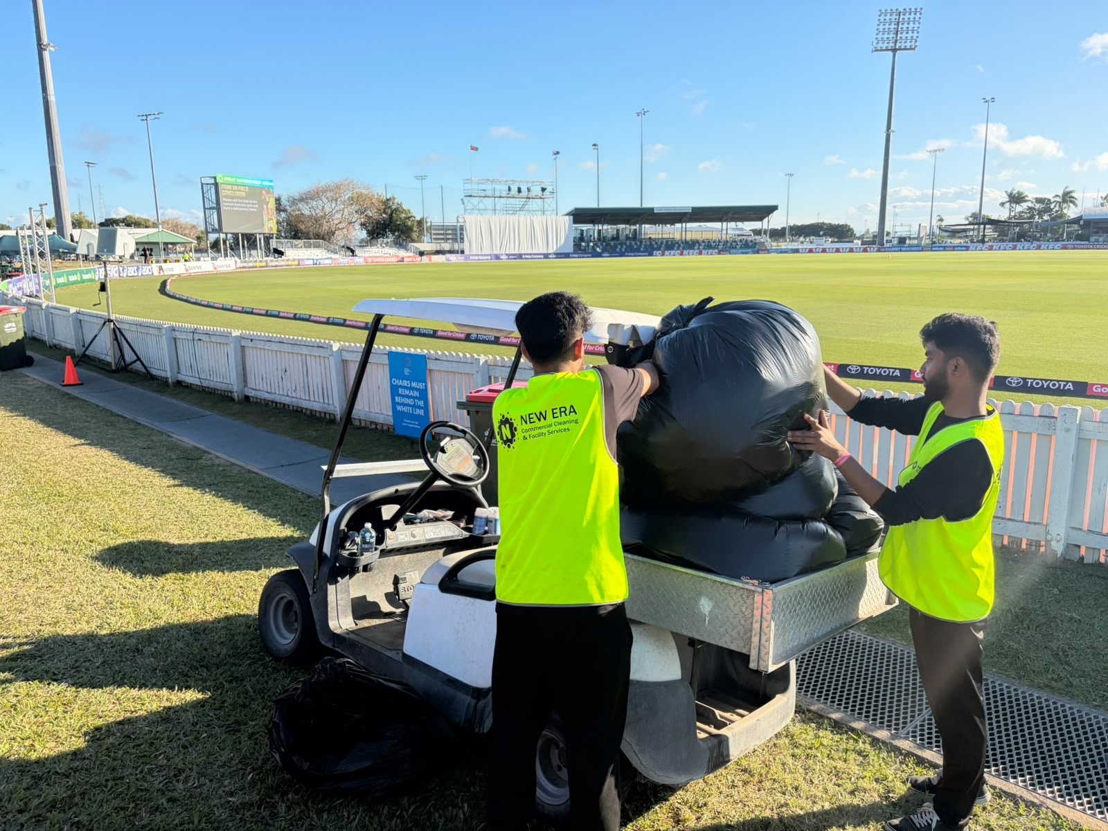 New Era team members loading collected waste bags at Great Barrier Reef Arena